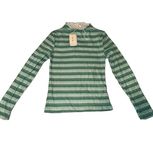 NWT CALI BE BLUE STRIPED MOCK NECK LONG SLEEVE TOP